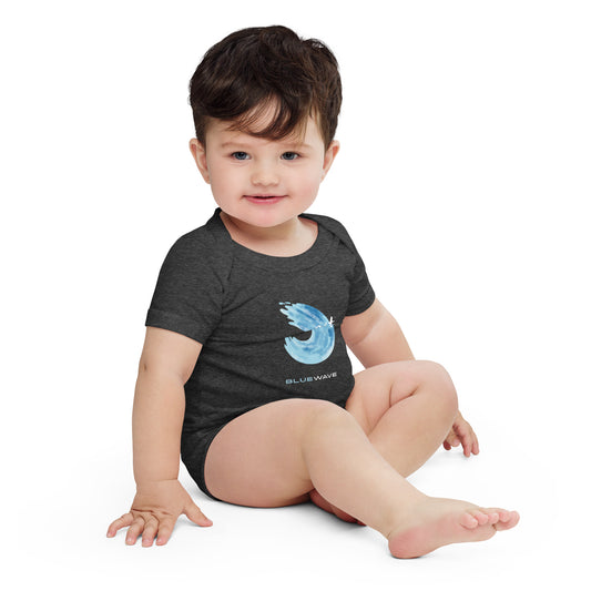 Baby One-Piece in Dark Grey Heather, front view