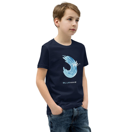 Youth Tee in Navy, right front view