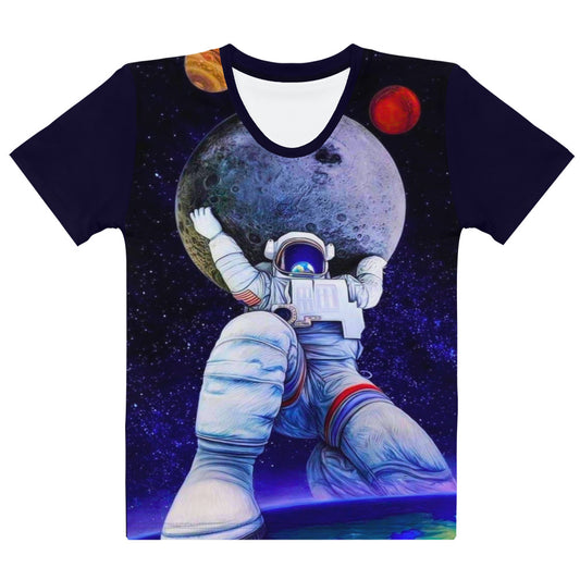 Women's T-shirt Astronaut Holding the World