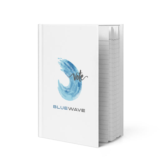 Vote Blue Wave hardcover journal, angled view