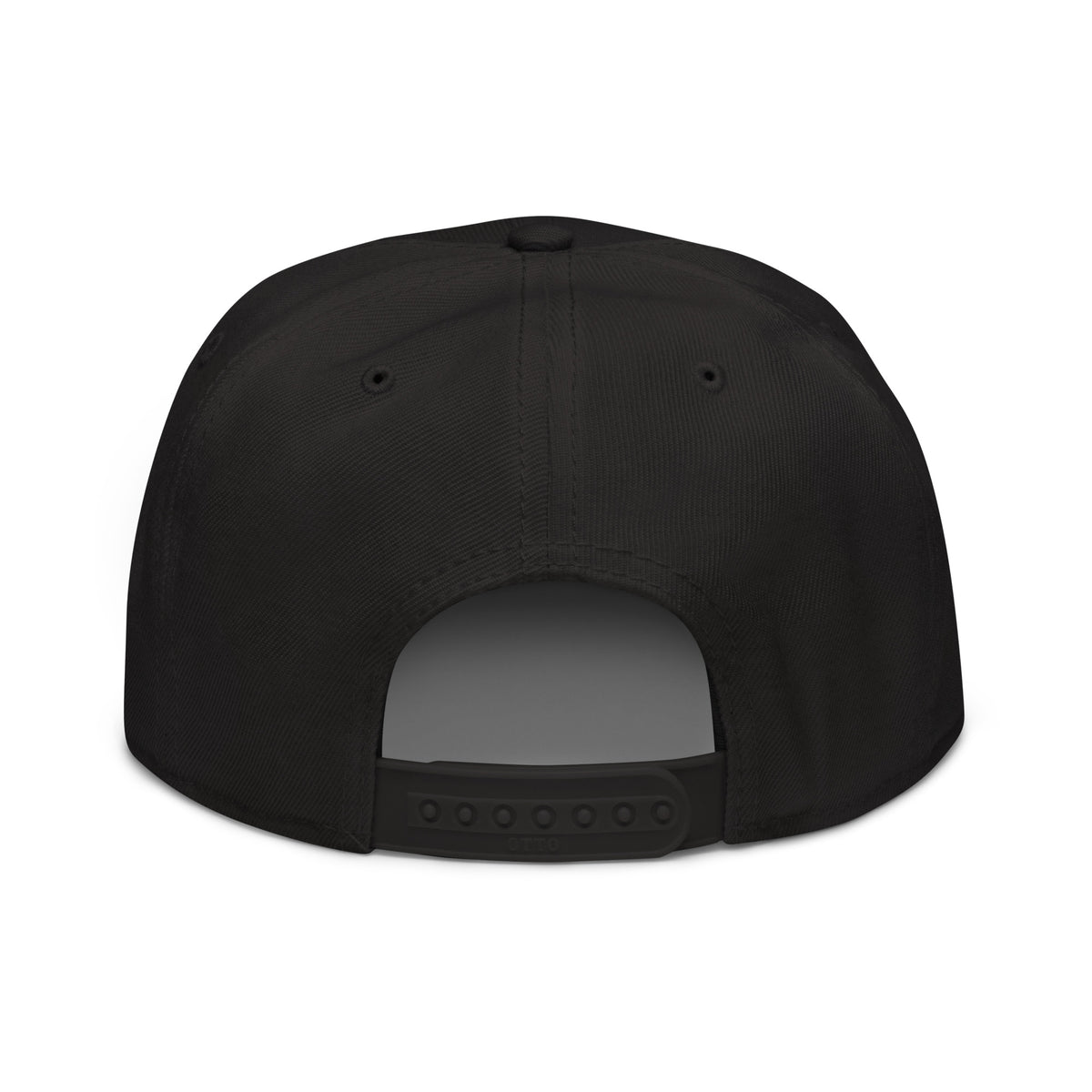 Snapback Hat in Black, back view
