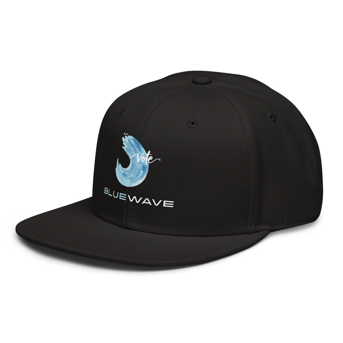 Snapback Hat in Black, left front view