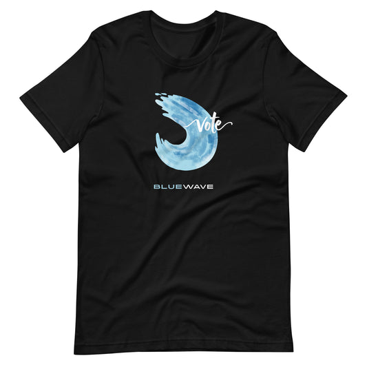 Vote Blue Wave unisex tee in black, front