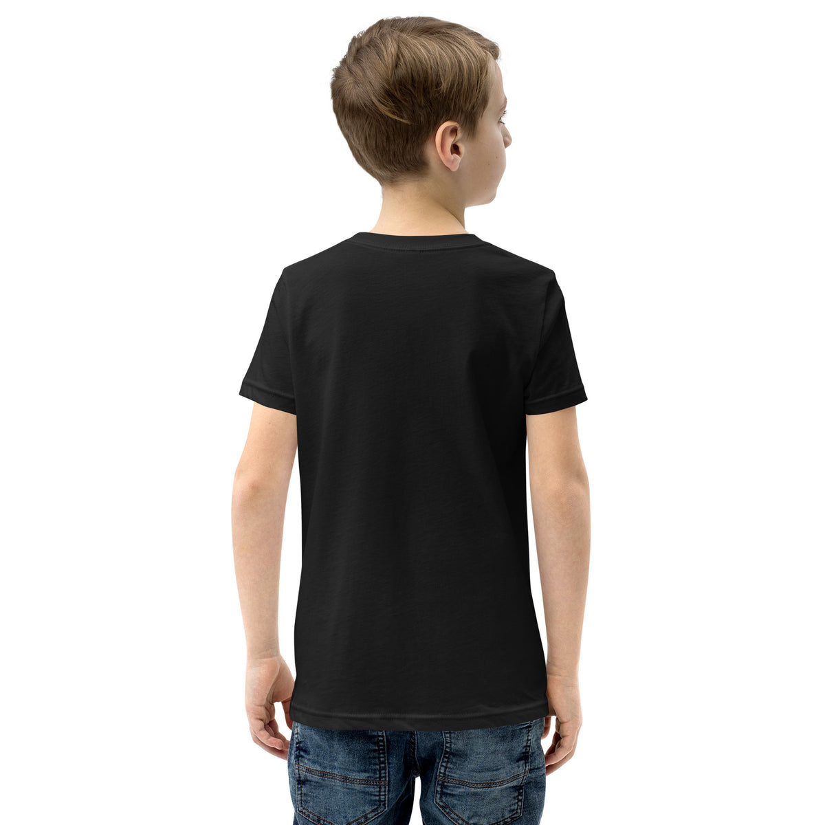 Youth Tee in Black, back view
